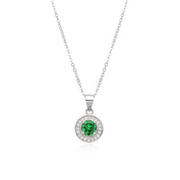 Birthstone Necklace, Round Pendant, Sterling Silver