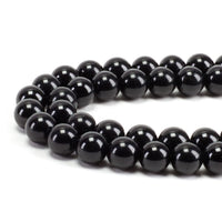 Black Tourmaline Round Beads, 100 pcs