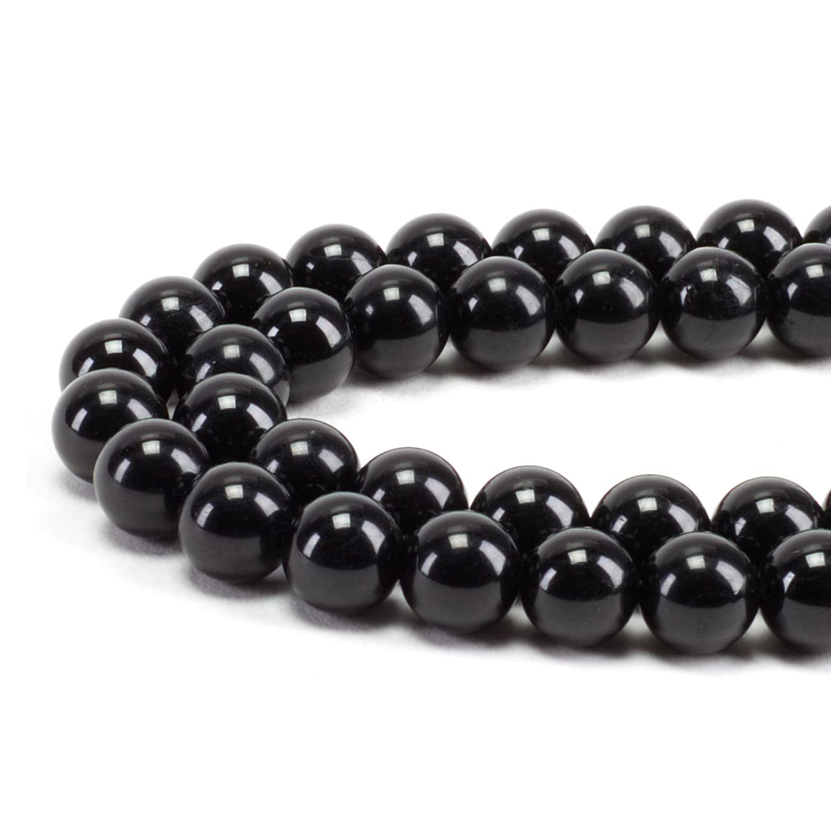 Black Tourmaline Round Beads, 100 pcs