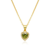 Birthstone Necklace, Heart Pendant, Sterling Silver