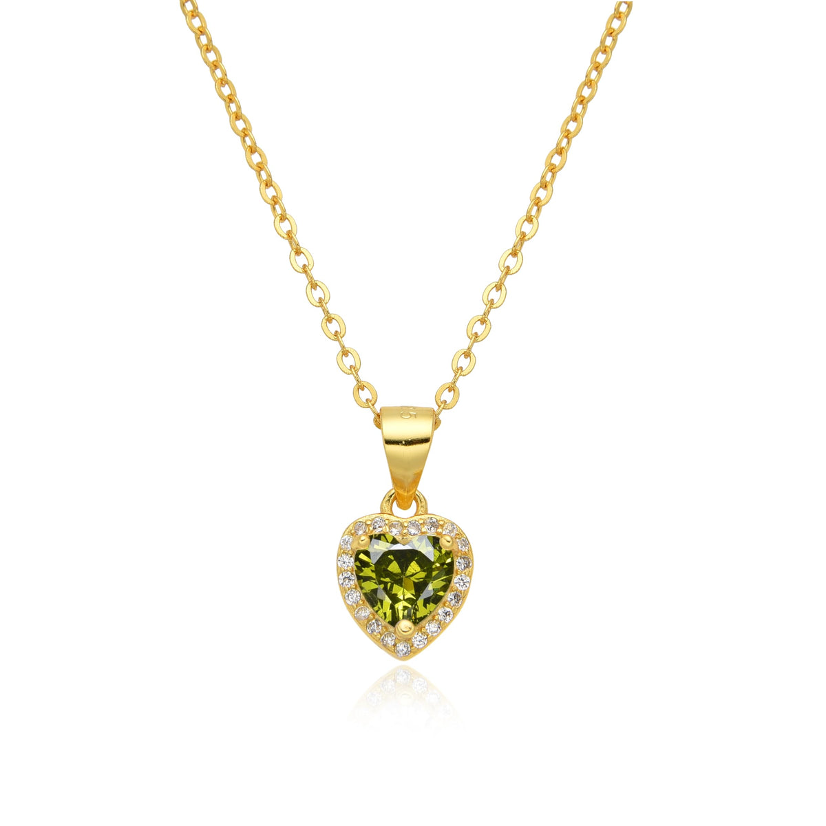 Birthstone Necklace, Heart Pendant, Sterling Silver