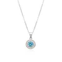 Birthstone Necklace, Round Pendant, Sterling Silver