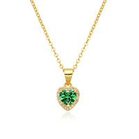 Birthstone Necklace, Heart Pendant, Sterling Silver