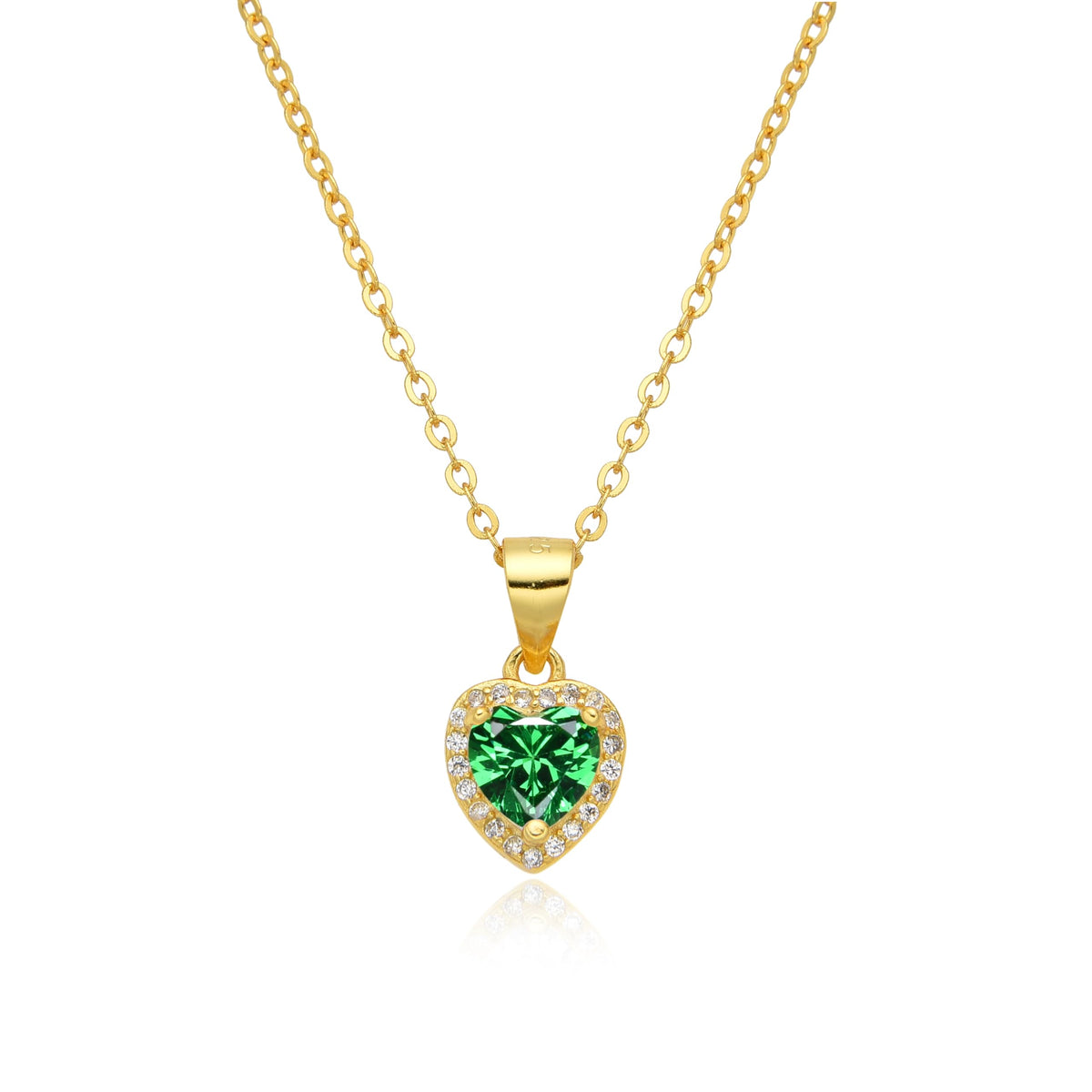 Birthstone Necklace, Heart Pendant, Sterling Silver