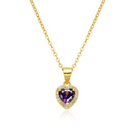 Birthstone Necklace, Heart Pendant, Sterling Silver