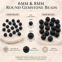 Black Agate (Matte) Round Beads, 100 pcs