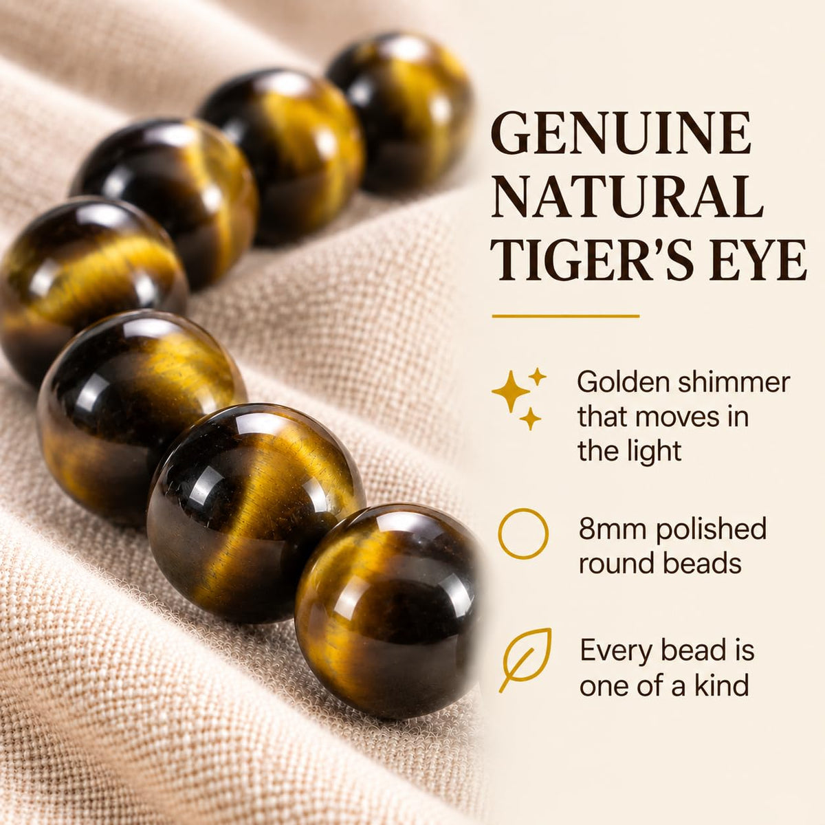 Cherry Tree Collection 8mm Tiger's Eye bracelet