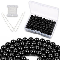 Black Agate (Matte) Round Beads, 100 pcs