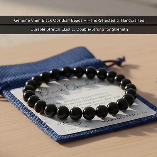 Cherry Tree Collection | Stretch Bracelet | 6mm Beads (Black Obsidian)