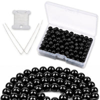 Black Agate Round Beads, 100 pcs