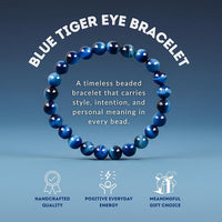 Cherry Tree Collection | Stretch Bracelet | 8mm Beads (Jade Blue Tiger's Eye)