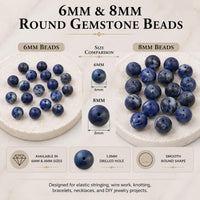 Sodalite Round Beads, 100 pcs
