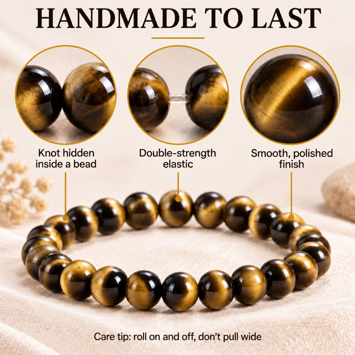 Cherry Tree Collection 8mm Tiger's Eye bracelet