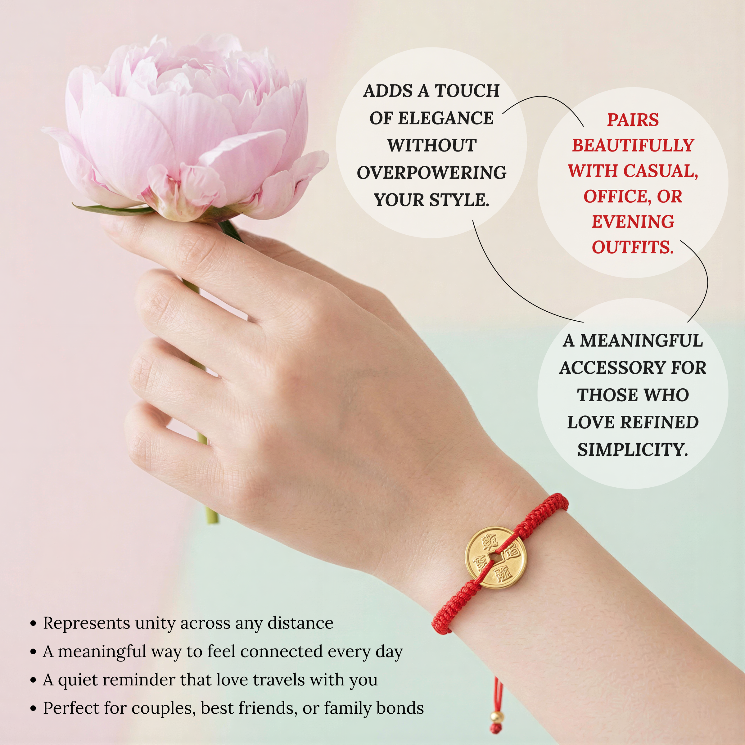 Cherry Tree Collection | Red String Bracelet | Coin
