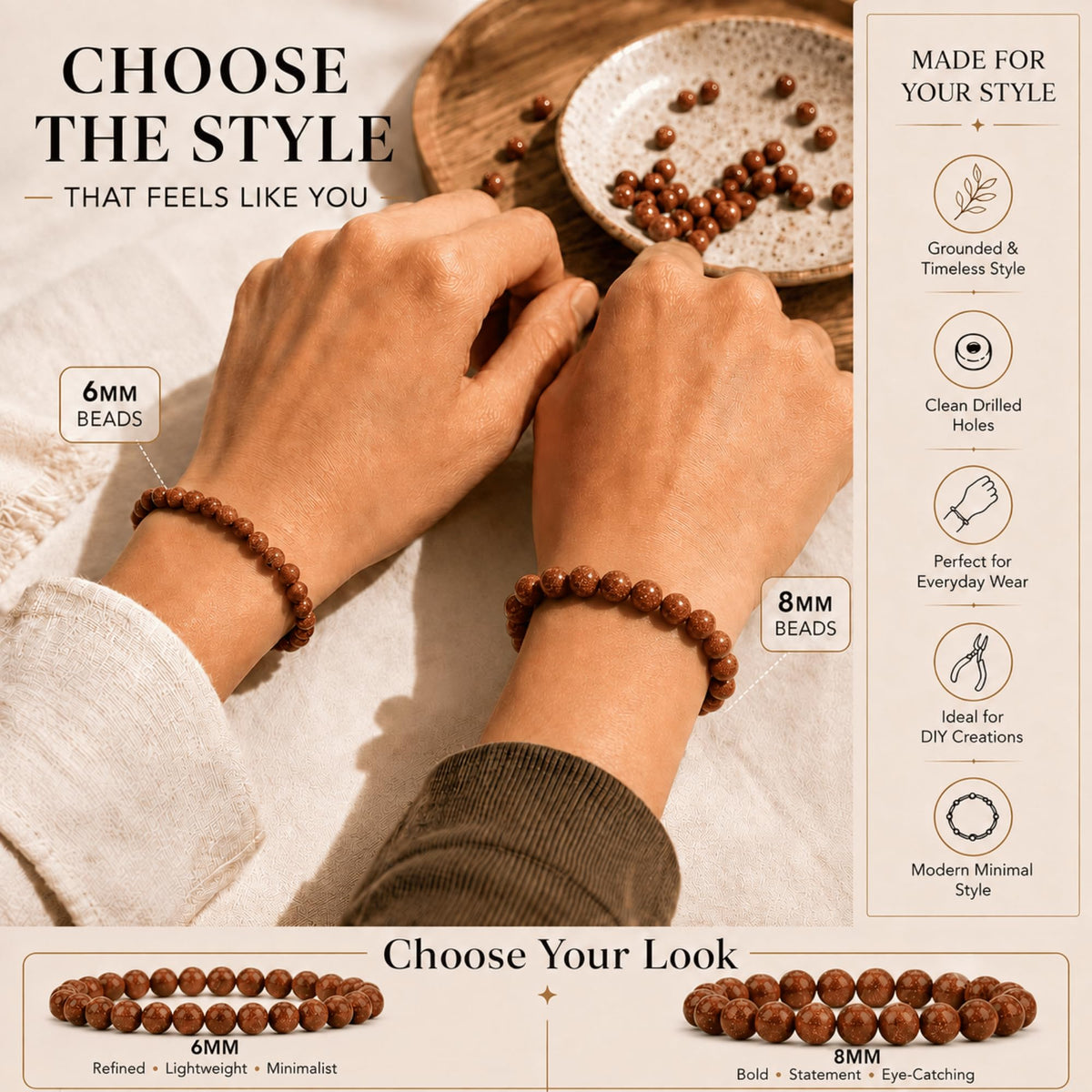 Goldstone Round Beads, 100 pcs