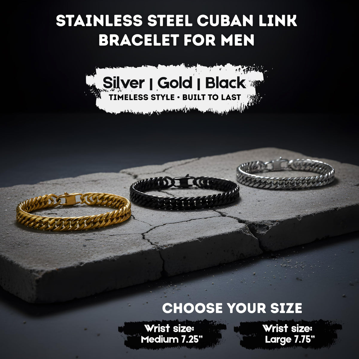 Stainless Steel Cuban Link Chain Bracelet with Meaning Card