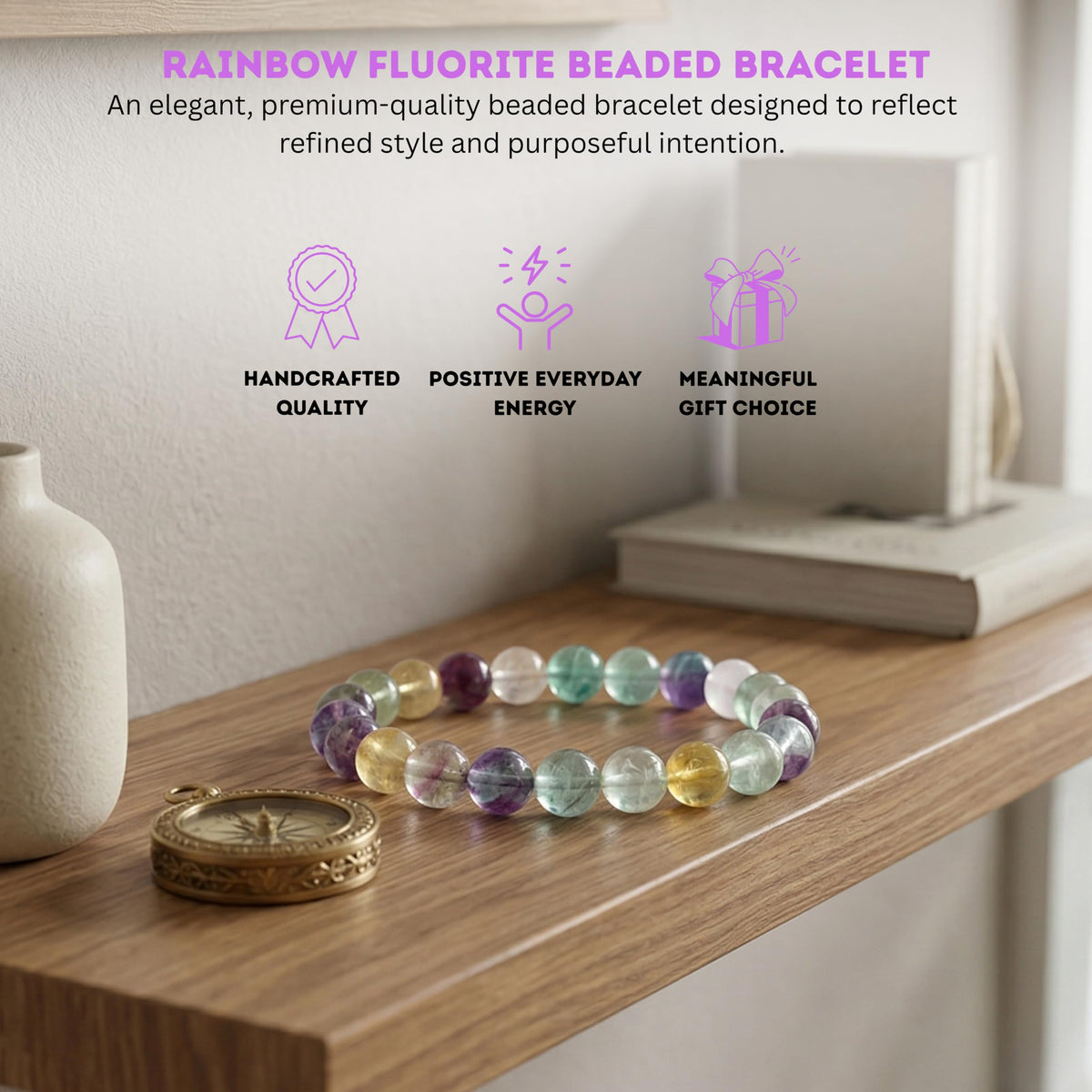 Rainbow Fluorite 8mm Stretch Bracelet