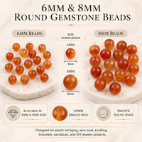 Carnelian Round Beads, 100 pcs