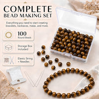 Tiger's Eye Round Beads, 100 pcs