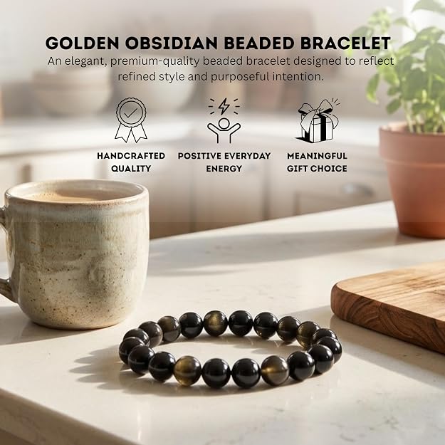 Cherry Tree Collection | Stretch Bracelet | 8mm Beads (Golden Obsidian)