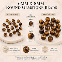 Tiger's Eye Round Beads, 100 pcs