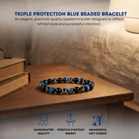 Triple Protection Blue 8mm Stretch Bracelet