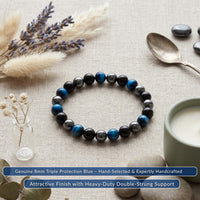 Triple Protection Blue 8mm Stretch Bracelet
