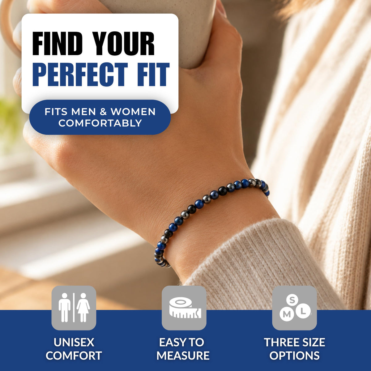 Triple Protection Blue 4mm Stretch Bracelet