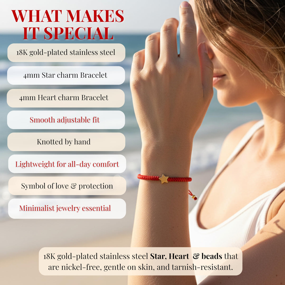 Cherry Tree Collection Red String Bracelet | Heart & Star Set product image