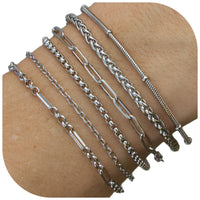Stainless Steel Stacking Bracelets, Set of 6