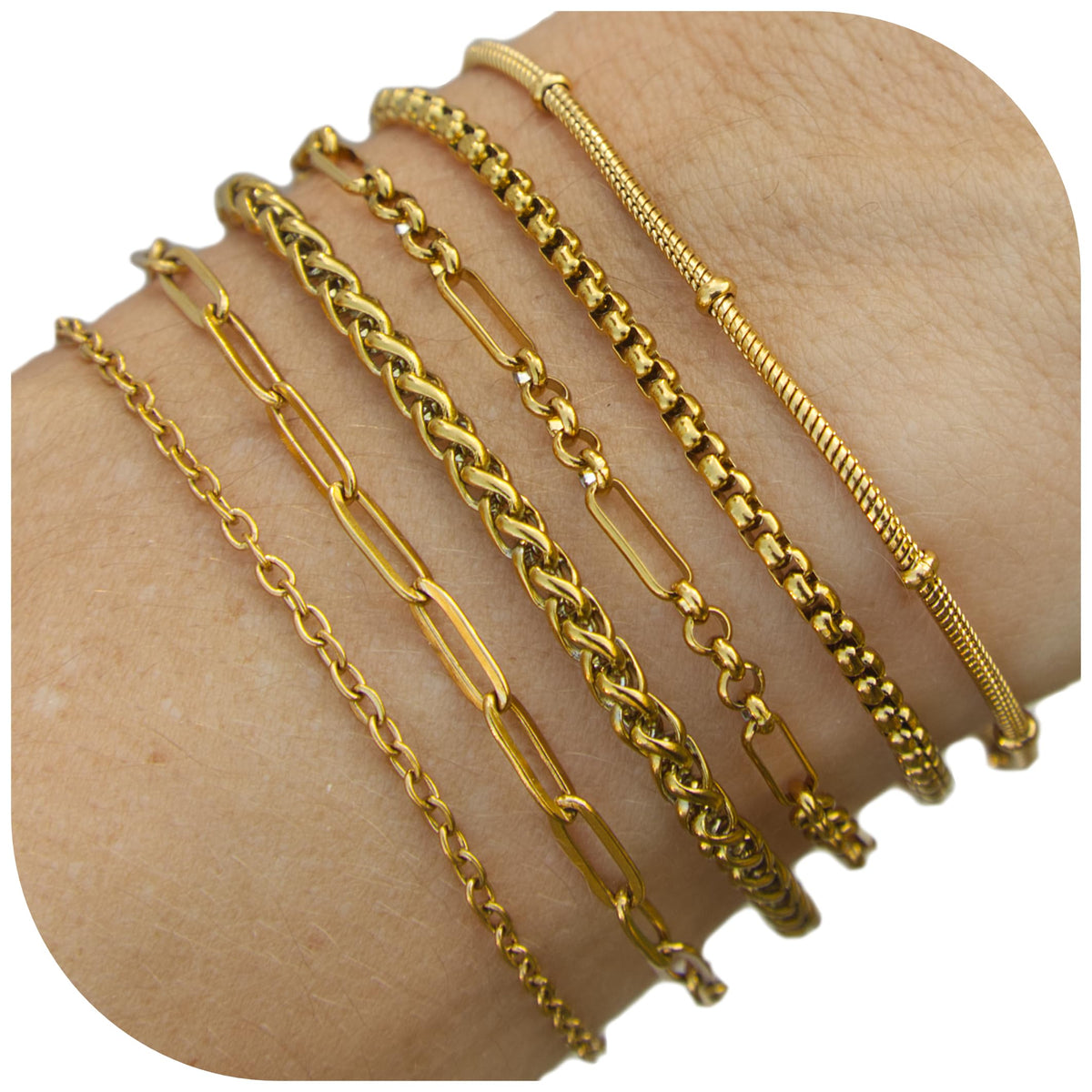 Stainless Steel Stacking Bracelets, Set of 6