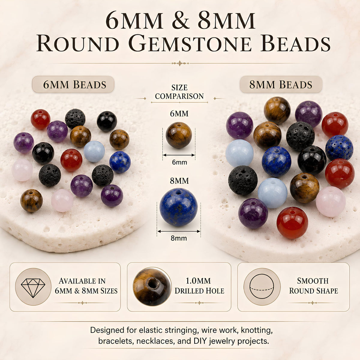 Chakra Round Beads, 100 pcs