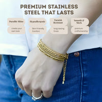 Stainless Steel Stacking Bracelets, Set of 6