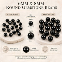 Black Agate Round Beads, 100 pcs