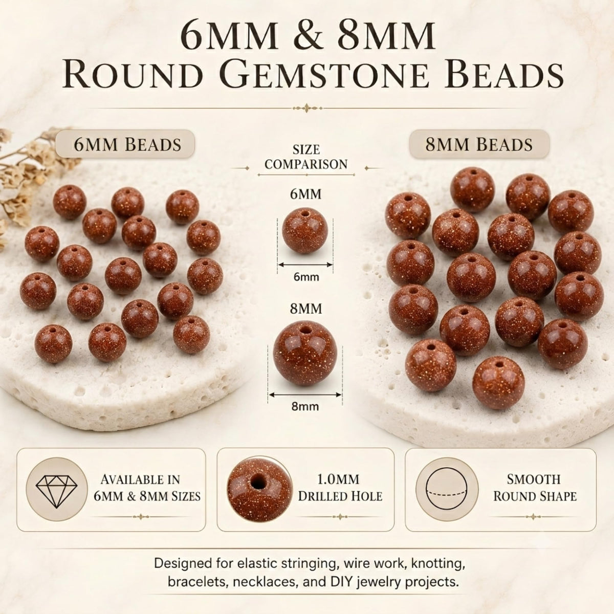 Goldstone (Matte) Round Beads, 100 pcs