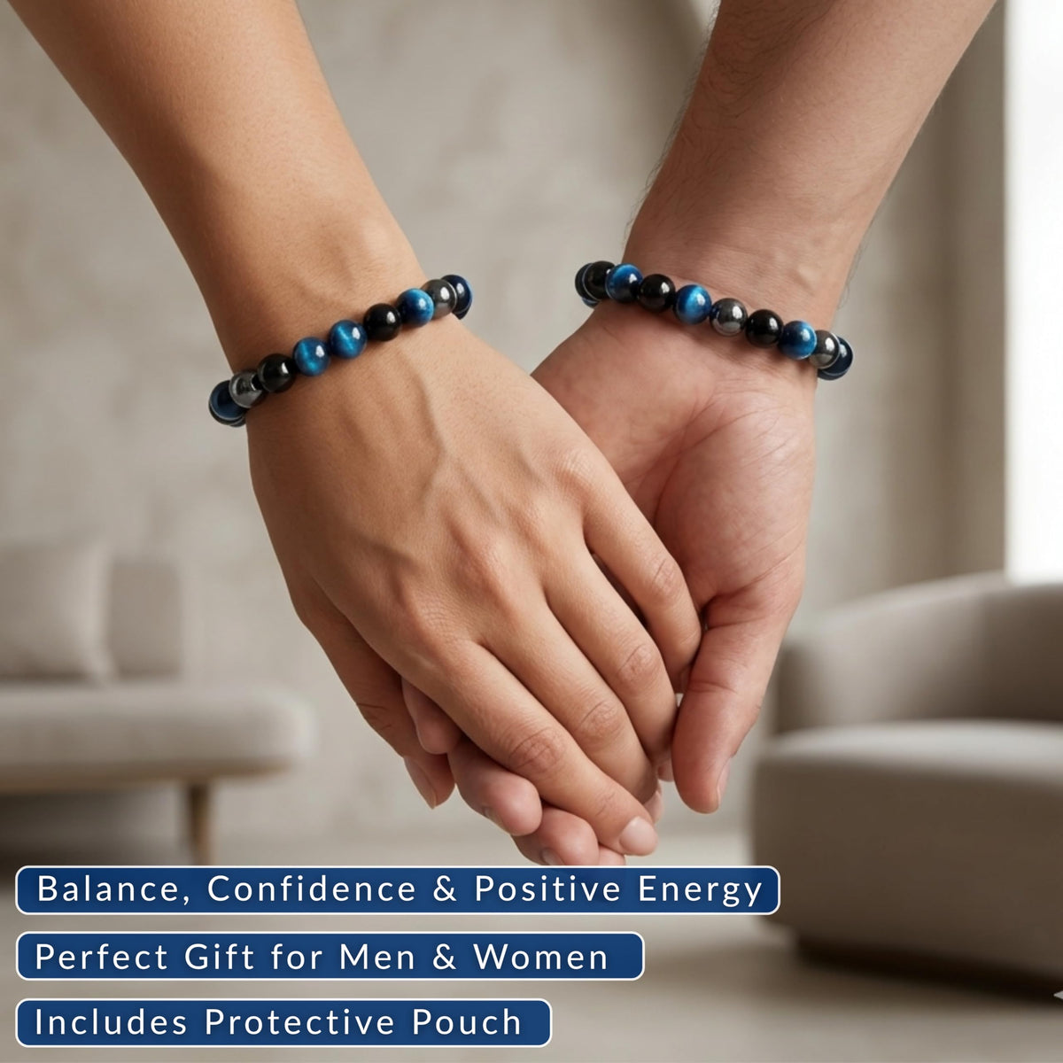 Triple Protection Blue 8mm Stretch Bracelet