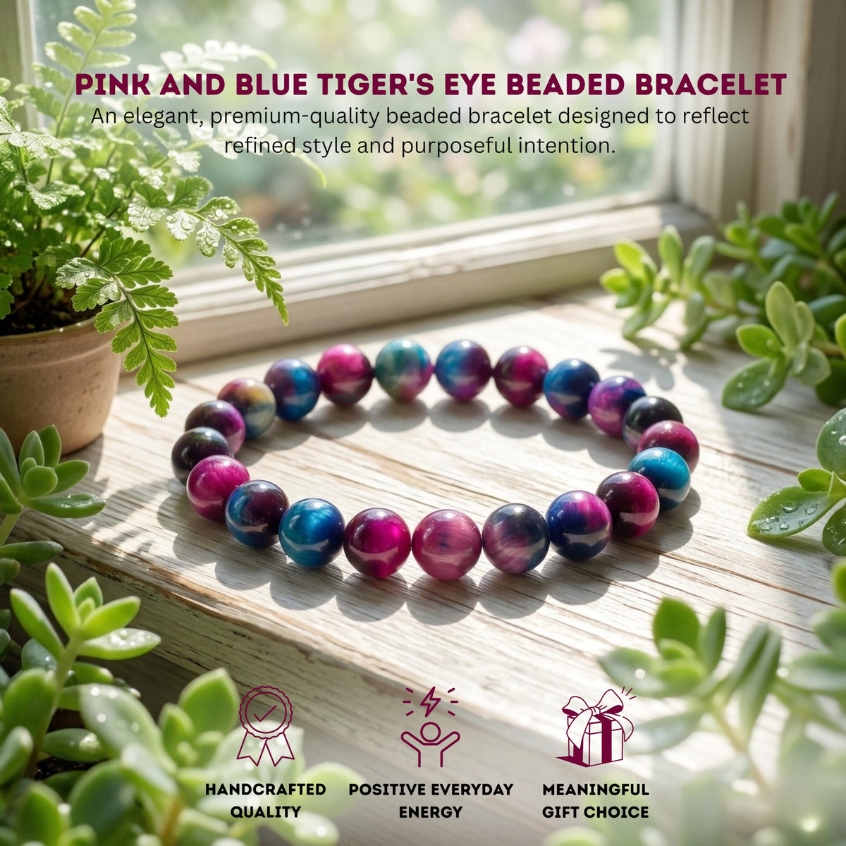 Cherry Tree Collection Pink and Blue Tiger's Eye product image