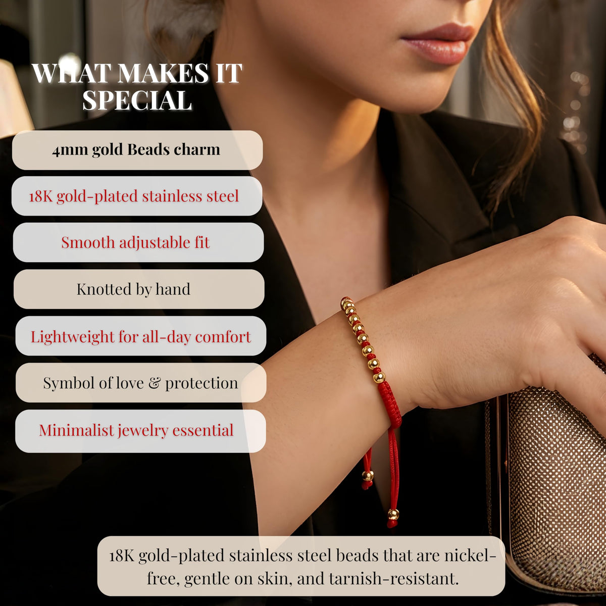 Cherry Tree Collection Red String Bracelet | Plain & Bead Set product image