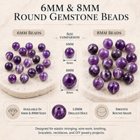 Dogtooth Amethyst Round Beads, 100 pcs