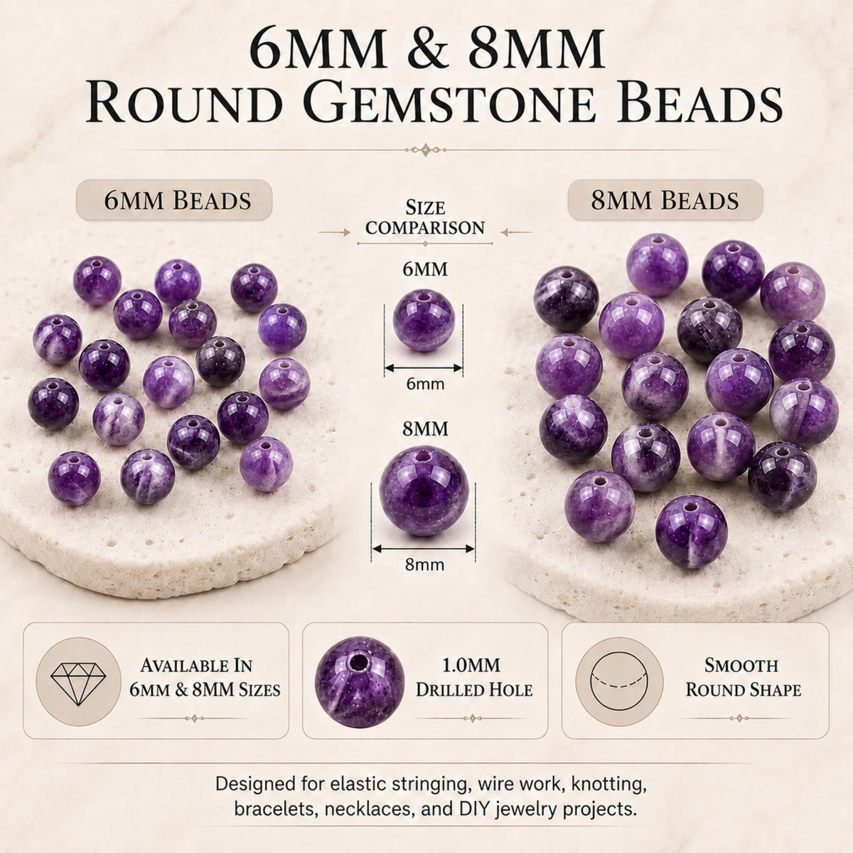 Dogtooth Amethyst Round Beads, 100 pcs