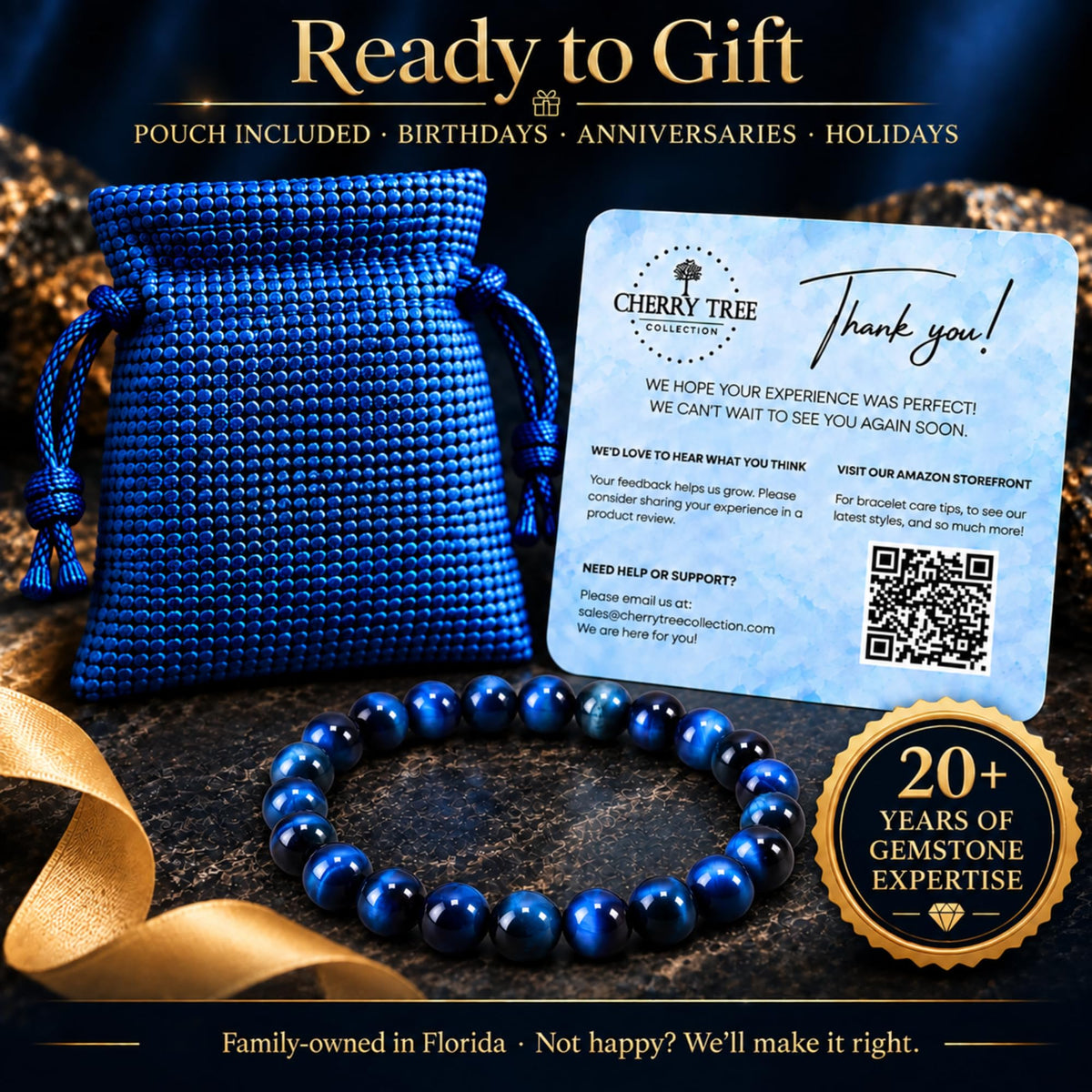 Cherry Tree Collection Jade Blue Tiger's Eye product image