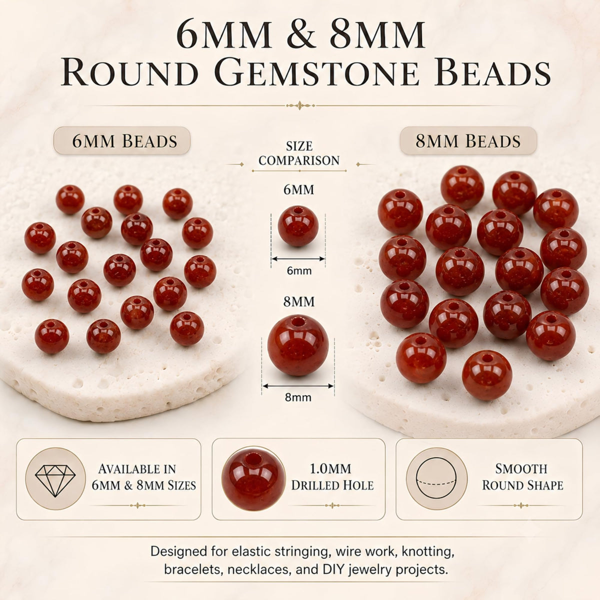 Red Agate (Matte) Round Beads, 100 pcs