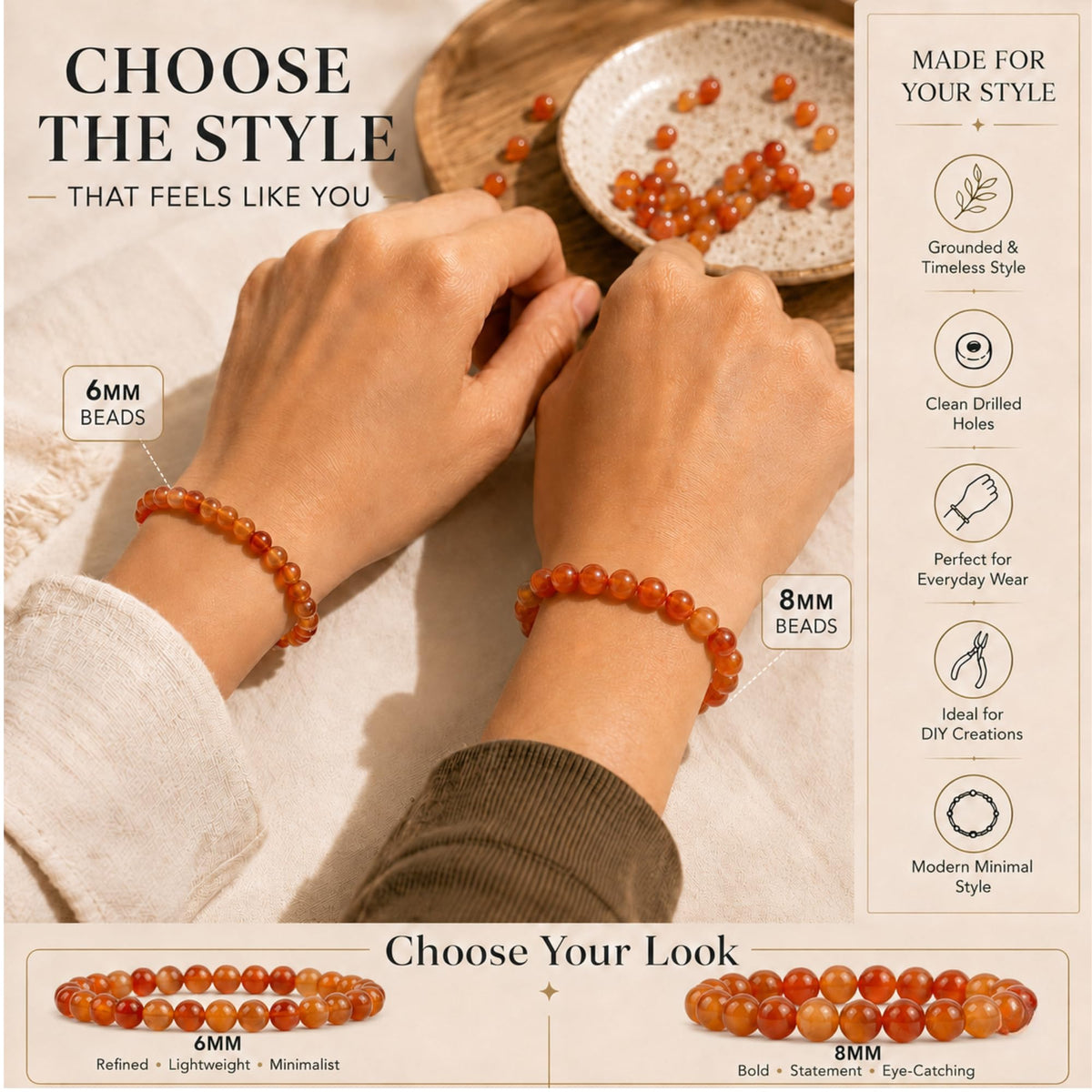 Carnelian Round Beads, 100 pcs