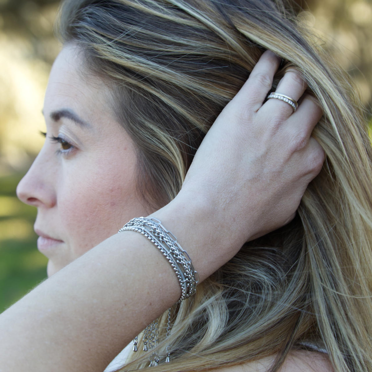 Stainless Steel Stacking Bracelets, Set of 6
