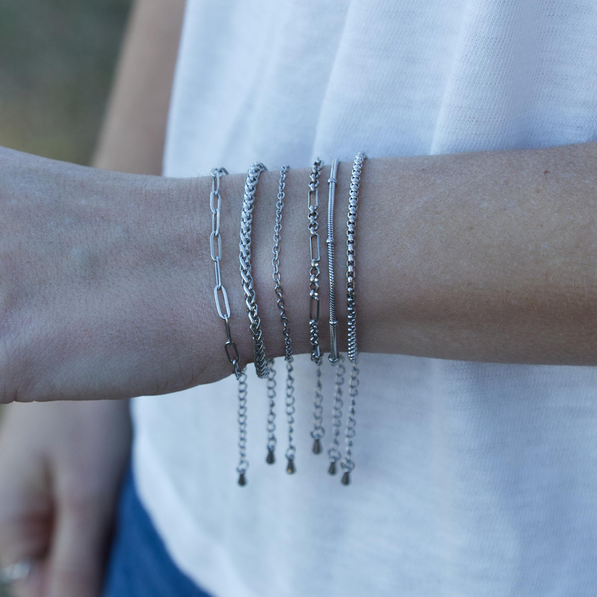 Stainless Steel Stacking Bracelets, Set of 6