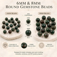 Bloodstone Round Beads, 100 pcs