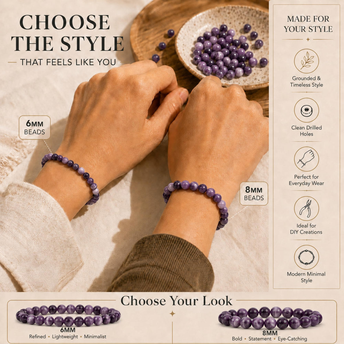 Dogtooth Amethyst Round Beads, 100 pcs