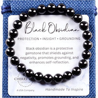 Cherry Tree Collection | Stretch Bracelet | 6mm Beads (Black Obsidian)