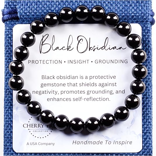 Cherry Tree Collection | Stretch Bracelet | 6mm Beads (Black Obsidian)