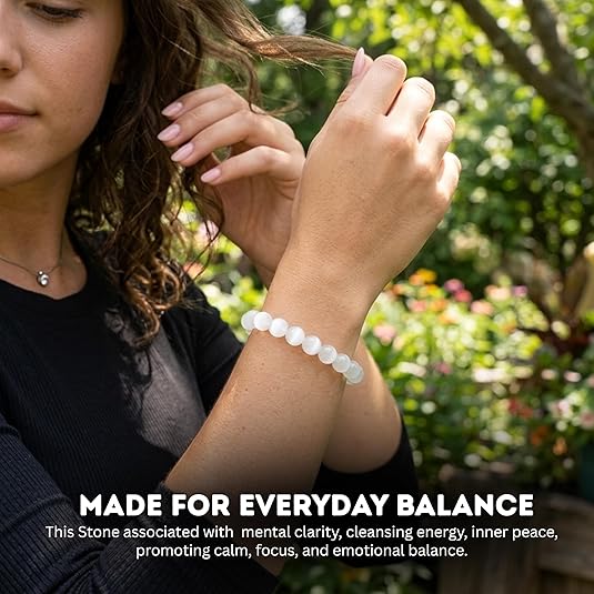 Cherry Tree Collection | Stretch Bracelet | 8mm Beads (Selenite)